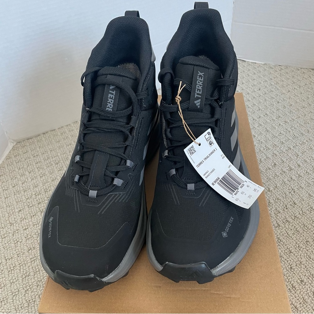 adidas Terrex Trail Mid Hiking Shoes in Black and Gray - Picture 9 of 14